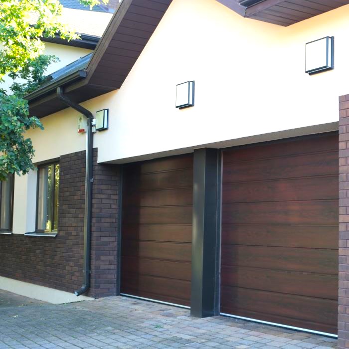 dark oak centre ribbed garage doors standard